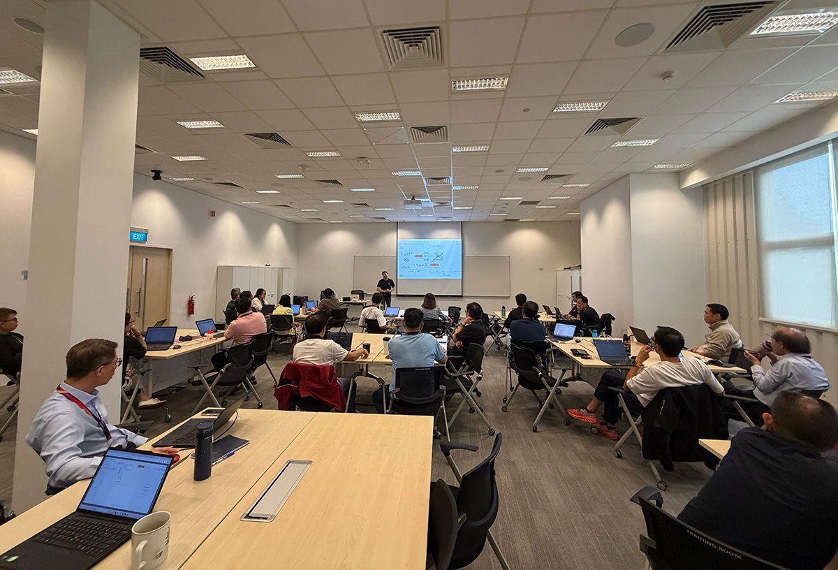 Changi East Cluster participants following a GA100 session at the Changi East Project Office