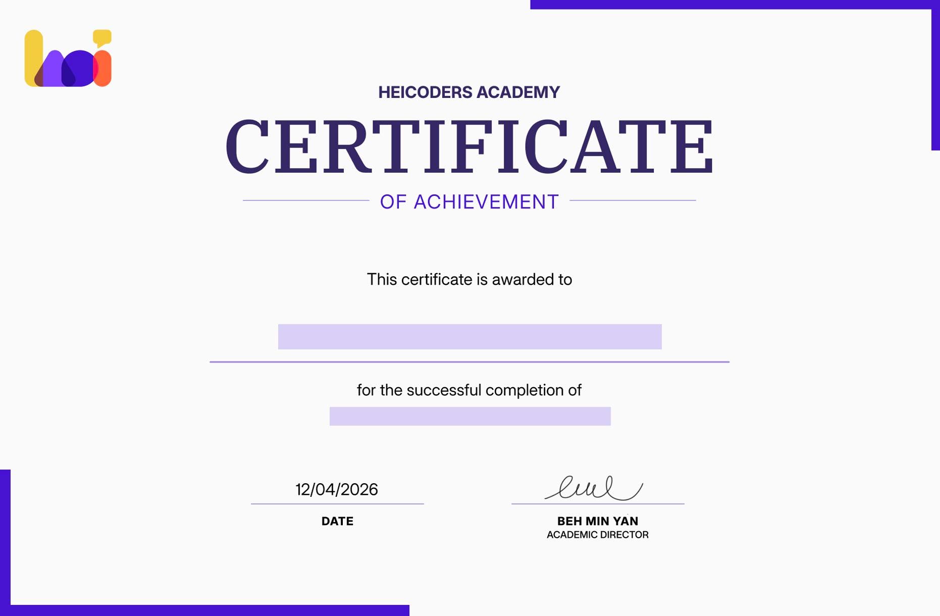Heicoders Academy WSQ Certificate of Achievement