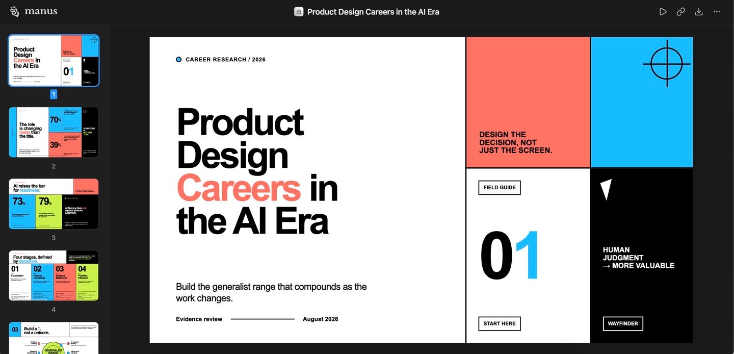 Product Design Careers in the AI Era deck built by DBS Business Design participants