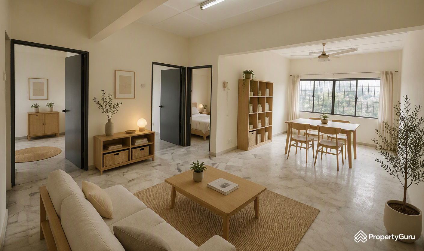 An apartment listing reimagined in a MUJI-inspired interior design style