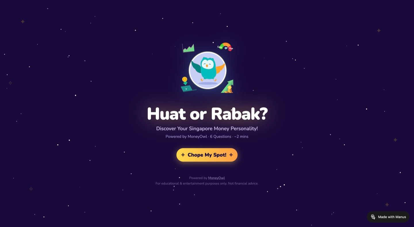 Huat or Rabak? money personality quiz built by Temasek Trust participants