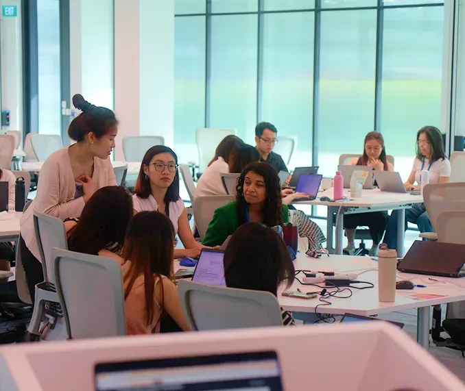 Students learning in a classroom